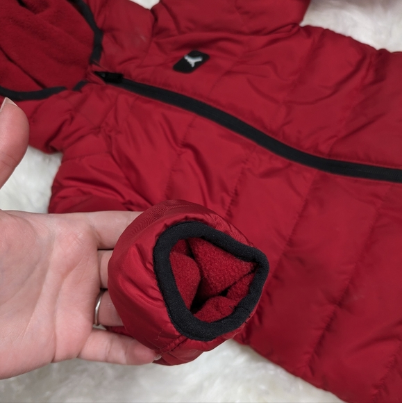 Jordan Jumpman Newborn Baby Red Zip-Up Puffer Snow Suit w/ Foldover Gloves/Socks - Picture 6 of 9